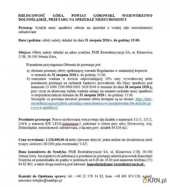 Działki  na sprzedaż, , Góra, ul. 