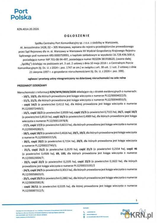 Działki  do wynajęcia, Nowy Oryszew, ul. , 