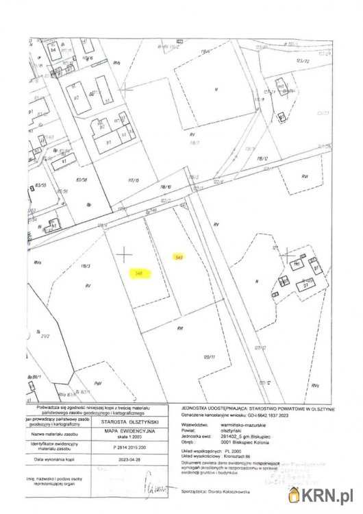 Działki  na sprzedaż, Biskupiec, ul. , 