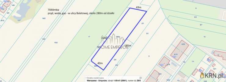 Home Emperor Sp. z o.o., Działki  na sprzedaż, Warszawa, Ursynów/Jeziorki, ul. Baletowa