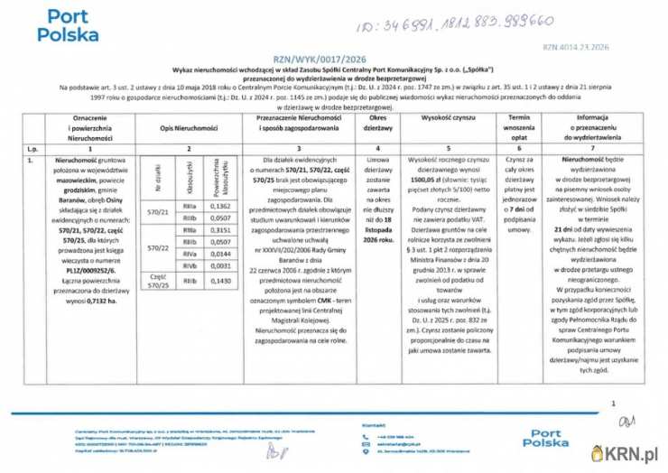 Działki  do wynajęcia, Osiny, ul. , 