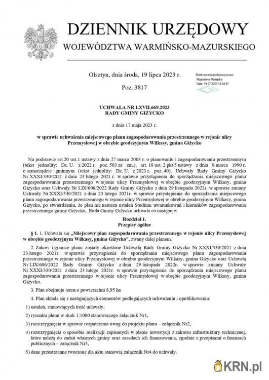 , Działki  na sprzedaż, Wilkasy, ul. 