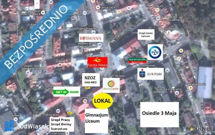 Lokal użytkowy  do wynajęcia, 3 pokojowe, Łańcut, ul. J. Piłsudskiego