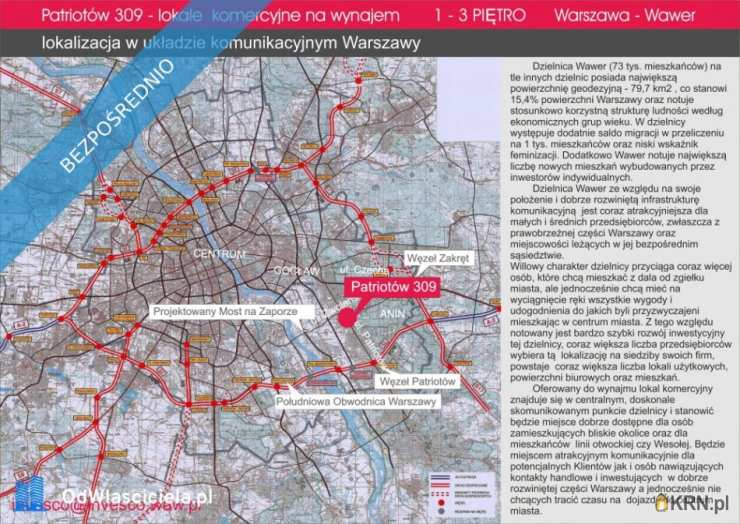 Lokal użytkowy  do wynajęcia, 1 pokojowe, Warszawa, Wawer, ul. Patriotów