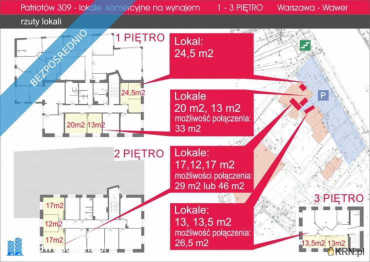 1 pokojowe, Warszawa, Wawer, ul. Patriotów, Lokal użytkowy  do wynajęcia