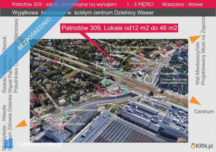Lokal użytkowy  do wynajęcia, Warszawa, Wawer, ul. Patriotów, 1 pokojowe