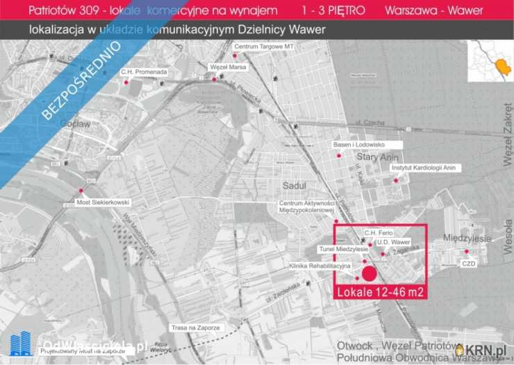 Warszawa, Wawer, ul. Patriotów, Lokal użytkowy  do wynajęcia, 1 pokojowe