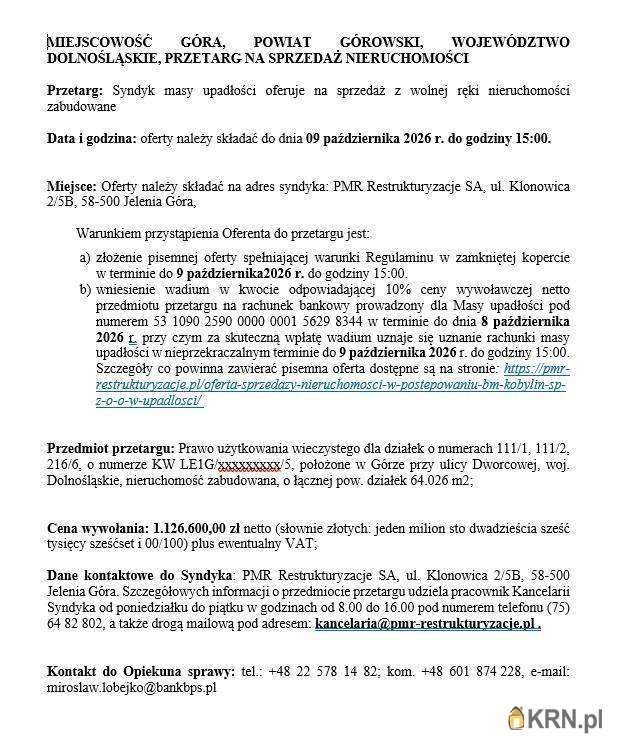 Lokal użytkowy  na sprzedaż, , Góra, ul. 