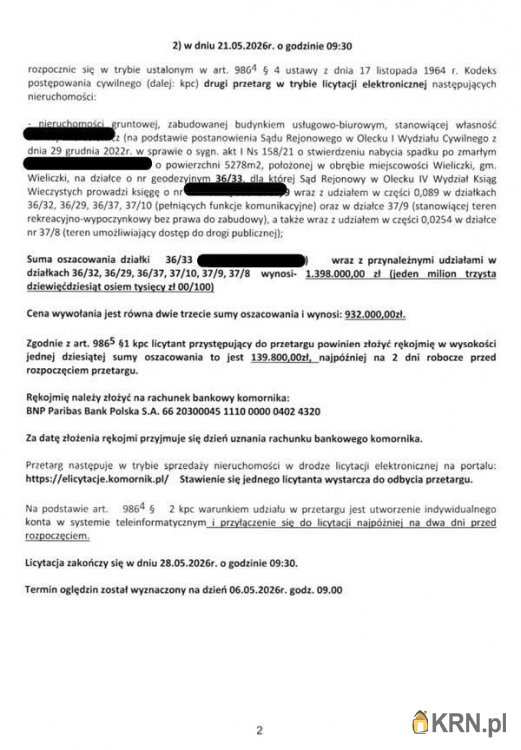 Wieliczki, ul. , Lokal użytkowy  na sprzedaż, 