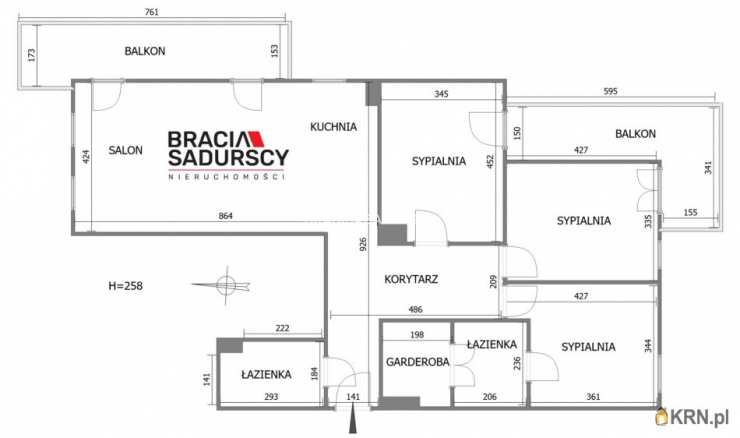 4 pokojowe, Kraków, Podgórze, ul. Koszykarska, Mieszkanie  na sprzedaż
