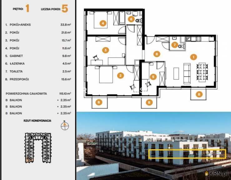 Kraków, Bronowice, ul. Na Błonie, Mieszkanie  na sprzedaż, 3 pokojowe