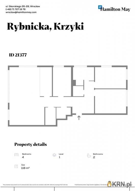 Mieszkanie  na sprzedaż, Wrocław, Krzyki, ul. Rybnicka, 4 pokojowe