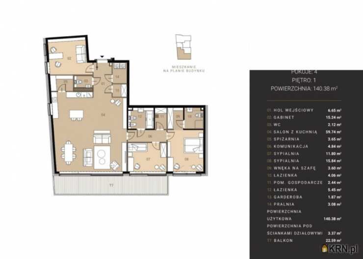 Mieszkanie  na sprzedaż, Warszawa, Mokotów, ul. W. Orkana, 4 pokojowe