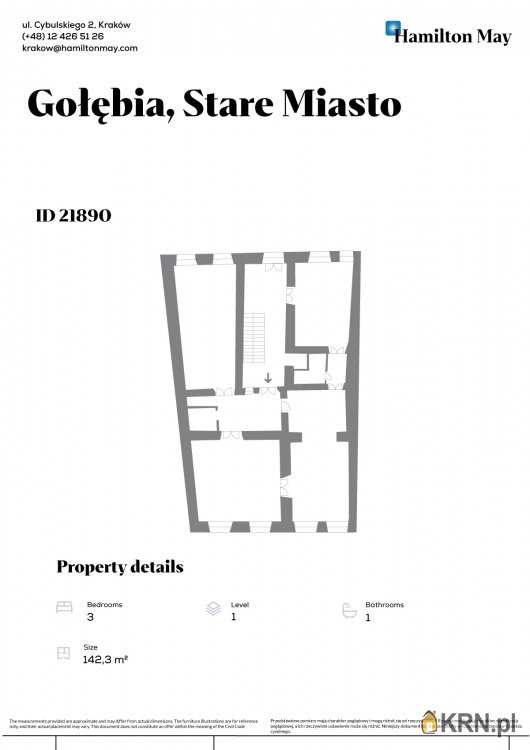 Mieszkanie  na sprzedaż, , Kraków, Stare Miasto, ul. Gołębia