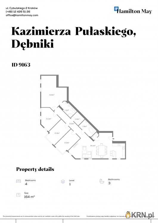 Mieszkanie  do wynajęcia, , Kraków, Dębniki, ul. K. Pułaskiego