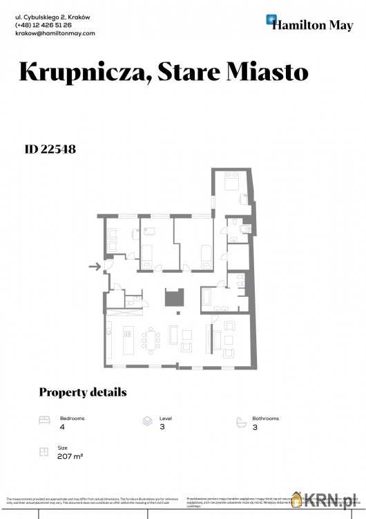 , Mieszkanie  do wynajęcia, Kraków, Stare Miasto, ul. Krupnicza