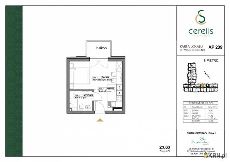 Mieszkanie  na sprzedaż, Ciechocinek, ul. Widok, 1 pokojowe