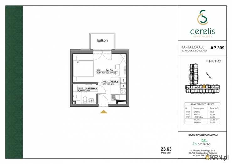 Mieszkanie  na sprzedaż, Ciechocinek, ul. Widok, 1 pokojowe
