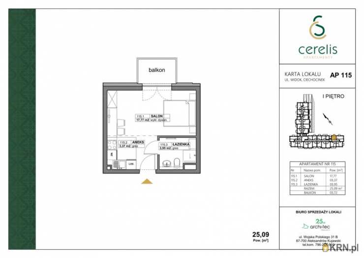 Mieszkanie  na sprzedaż, Ciechocinek, ul. Widok, 1 pokojowe