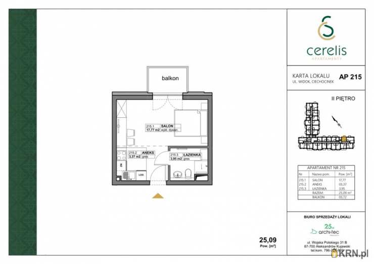 Mieszkanie  na sprzedaż, Ciechocinek, ul. Widok, 1 pokojowe