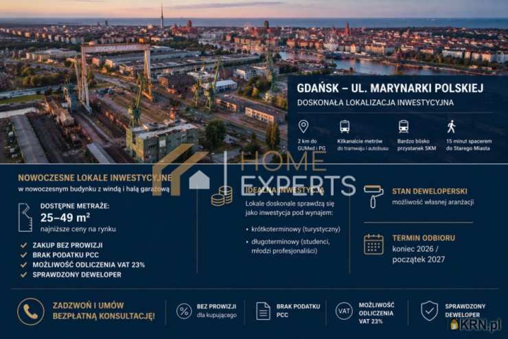 Mieszkanie  na sprzedaż, 1 pokojowe, Gdańsk, Nowy Port, ul. Marynarki Polskiej