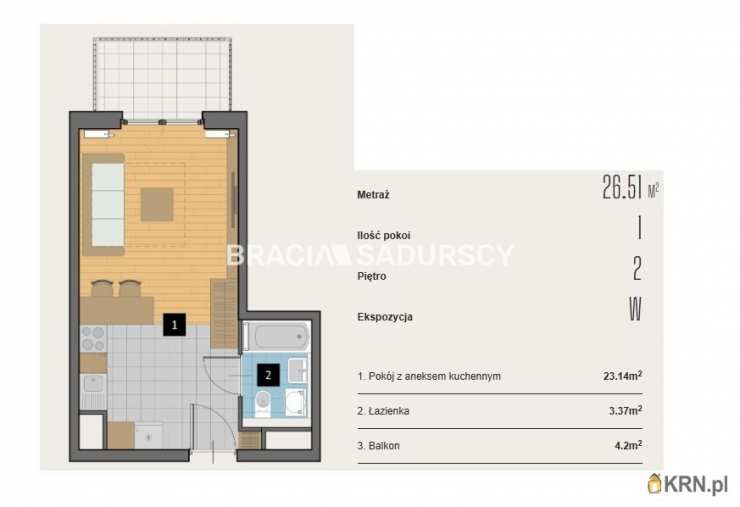 Kraków, Krowodrza, ul. Kijowska, Mieszkanie  na sprzedaż, 1 pokojowe