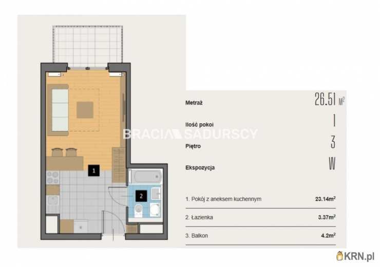 Kraków, Krowodrza, ul. Kijowska, Mieszkanie  na sprzedaż, 1 pokojowe