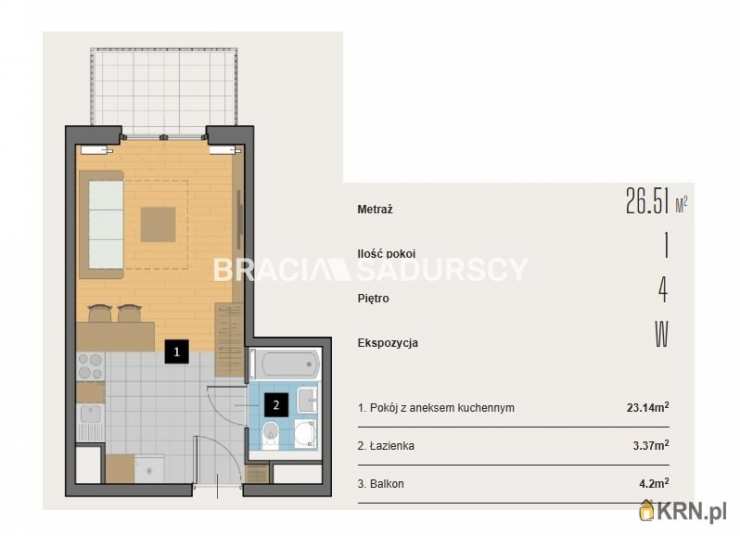 Kraków, Krowodrza, ul. Kijowska, Mieszkanie  na sprzedaż, 1 pokojowe