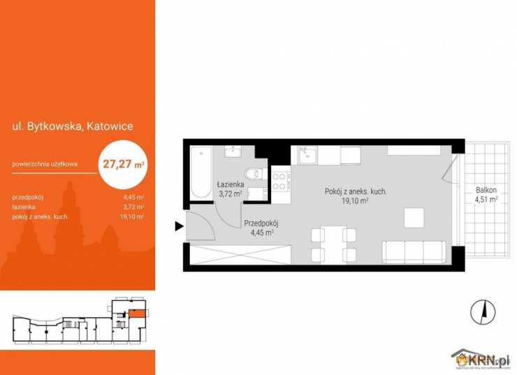 Mieszkanie  na sprzedaż, Katowice, Wełnowiec-Józefowiec/Wełnowiec, ul. , 1 pokojowe