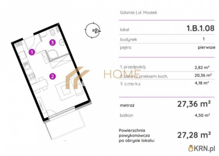 1 pokojowe, Gdańsk, Śródmieście, ul. Mostek, Mieszkanie  na sprzedaż
