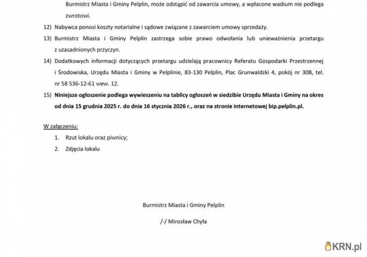 Pelplin, ul. , Mieszkanie  na sprzedaż, 2 pokojowe