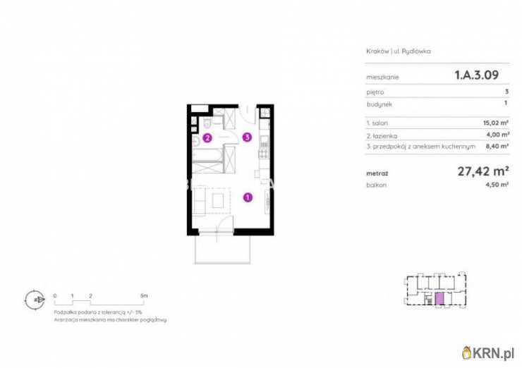 Kraków, Podgórze/Stare Podgórze, ul. Rydlówka, Mieszkanie  na sprzedaż, 1 pokojowe