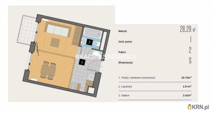 1 pokojowe, Kraków, Krowodrza, ul. Kijowska, Mieszkanie  na sprzedaż