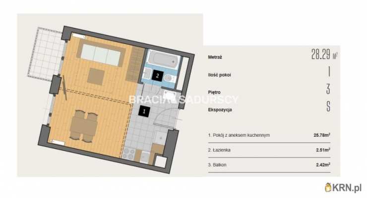 Kraków, Krowodrza, ul. Kijowska, Mieszkanie  na sprzedaż, 1 pokojowe