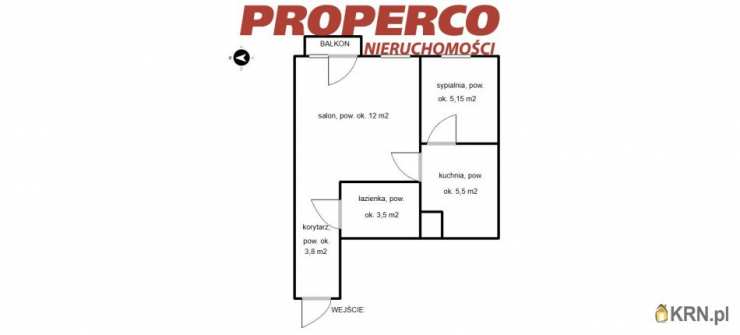2 pokojowe, Mieszkanie  na sprzedaż, Kielce, ul. F. Chopina