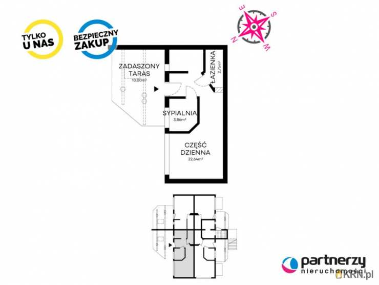 2 pokojowe, Mieszkanie  na sprzedaż, Dębki, ul. Zakonna
