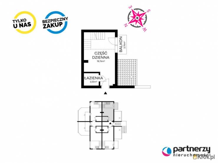 2 pokojowe, Mieszkanie  na sprzedaż, Dębki, ul. Zakonna