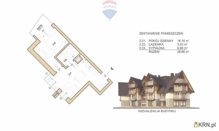 Mieszkanie  na sprzedaż, 1 pokojowe, Zakopane, ul. 