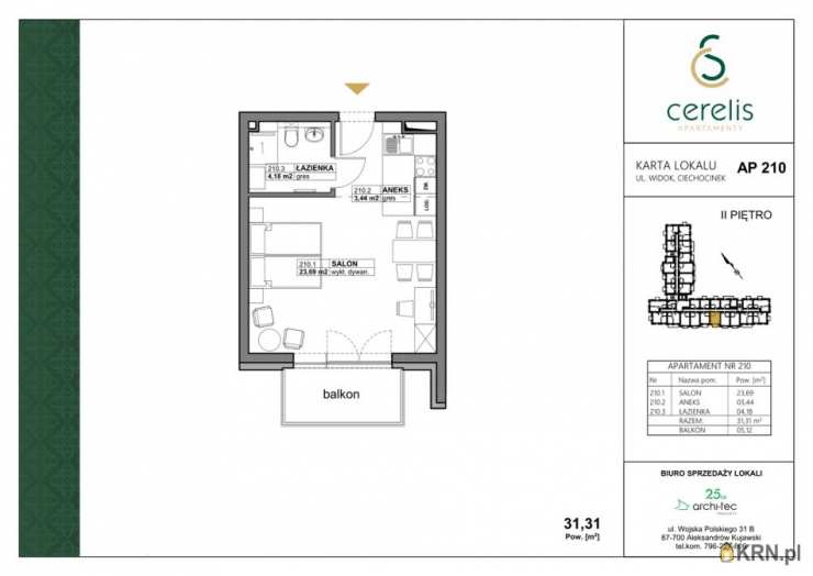 Mieszkanie  na sprzedaż, Ciechocinek, ul. Widok, 1 pokojowe