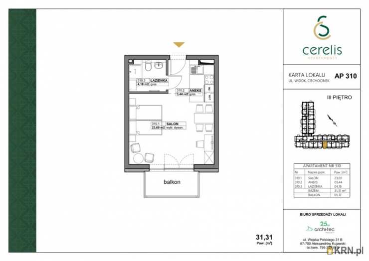 Mieszkanie  na sprzedaż, Ciechocinek, ul. Widok, 1 pokojowe