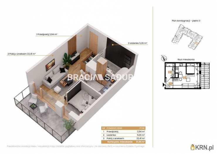 Mieszkanie  na sprzedaż, 1 pokojowe, Katowice, ul. Ceglana