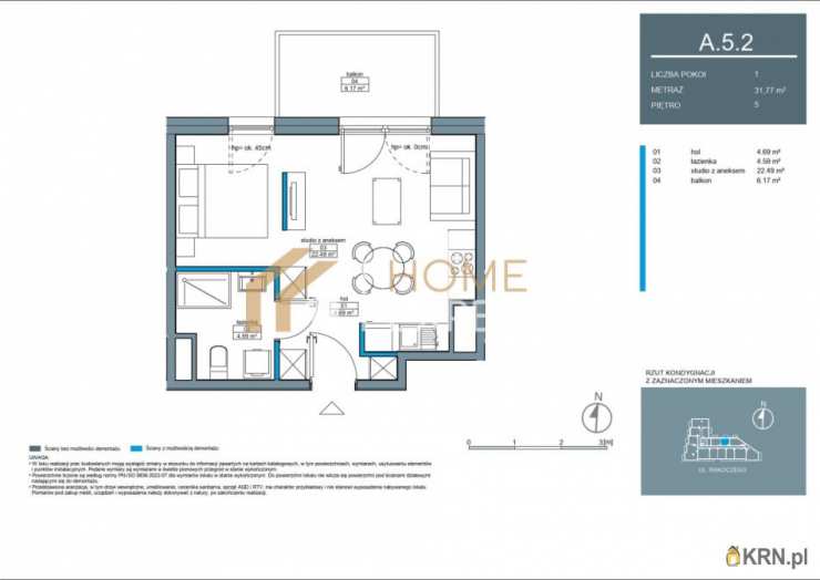 1 pokojowe, Mieszkanie  na sprzedaż, Gdańsk, Piecki-Migowo, ul. F. Rakoczego