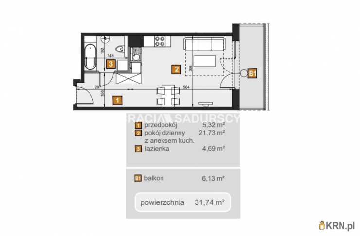 Kraków, Dębniki, ul. dr. J. Babińskiego, Mieszkanie  na sprzedaż, 1 pokojowe