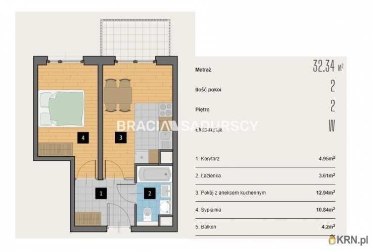 Kraków, Krowodrza, ul. Kijowska, 2 pokojowe, Mieszkanie  na sprzedaż