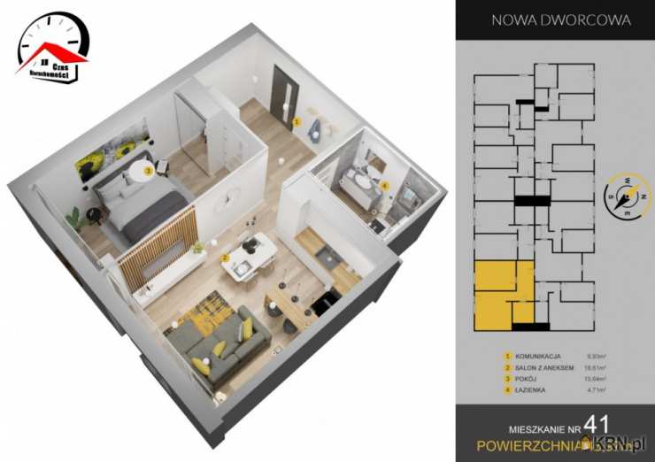 Piotrków Kujawski, ul. Dworcowa, 2 pokojowe, Mieszkanie  na sprzedaż