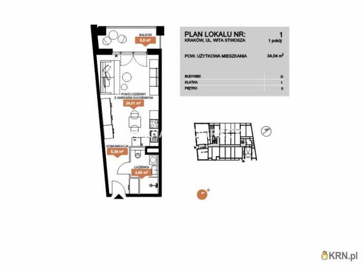 1 pokojowe, Mieszkanie  na sprzedaż, Kraków, Zwierzyniec, ul. Stwosza