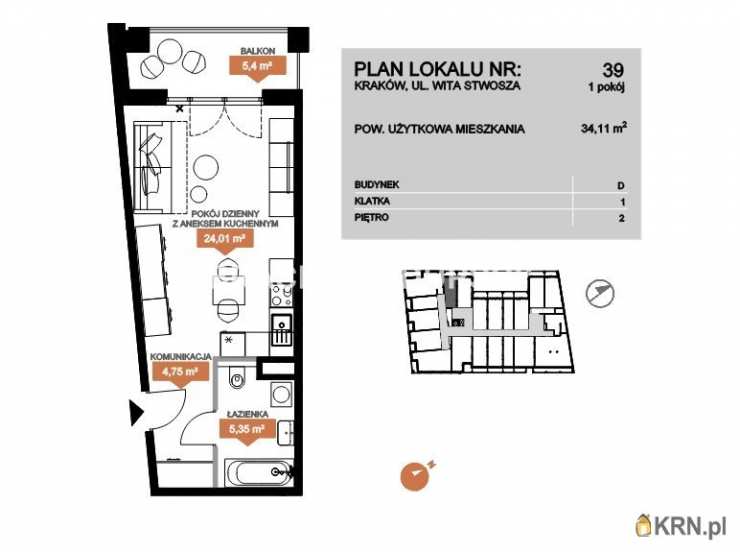 Kraków, Zwierzyniec, ul. Stwosza, Mieszkanie  na sprzedaż, 1 pokojowe