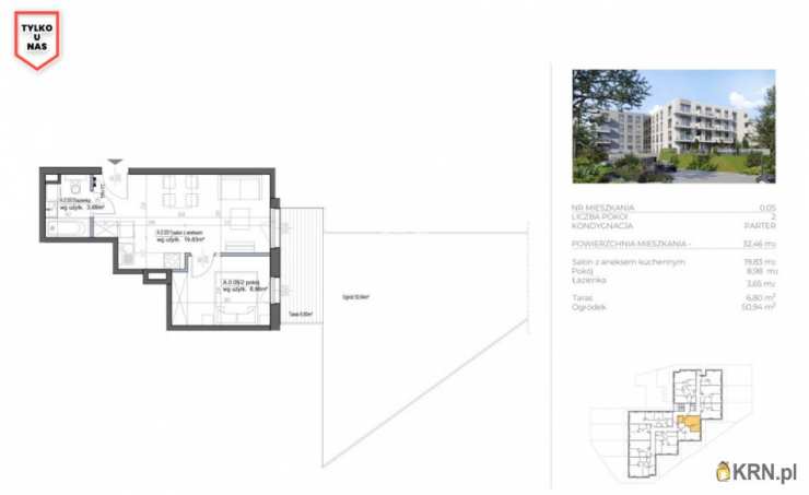 2 pokojowe, Gdańsk, Stogi, ul. Skiby, Mieszkanie  na sprzedaż
