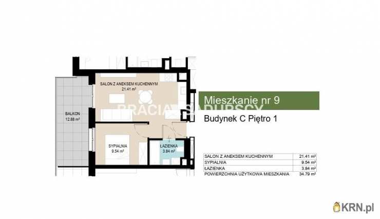 2 pokojowe, Mieszkanie  na sprzedaż, Kraków, Wzgórza Krzesławickie, ul. Kantorowicka