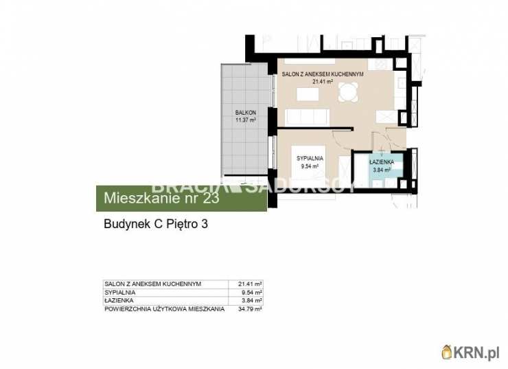 2 pokojowe, Mieszkanie  na sprzedaż, Kraków, Wzgórza Krzesławickie, ul. Kantorowicka